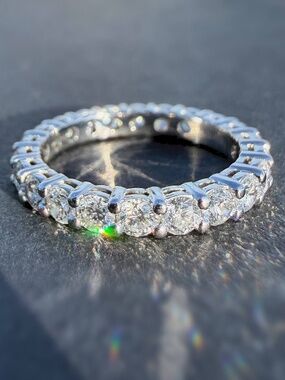PT950 Platinum 2.5CTW Natural Diamond Classic Eternity band ring sz 6.25